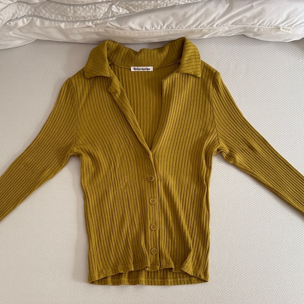Reformation Mustard Ribbed Sweater
